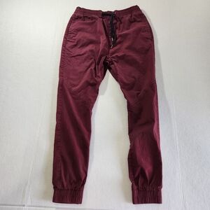 Zanerobe Men's Burgundy Jogger Pants with Drawstring Waist Size 32
